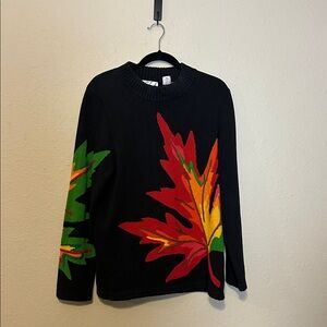 MICHAEL SIMON New York Vintage Womens Autumn Leaves Sweater Size Large